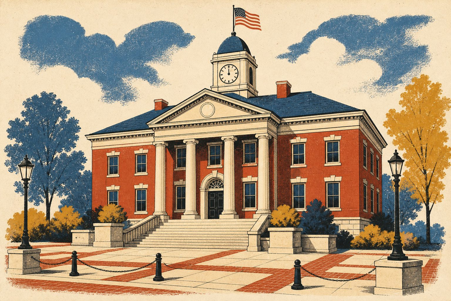 Illustration of the North Bergen municipal building